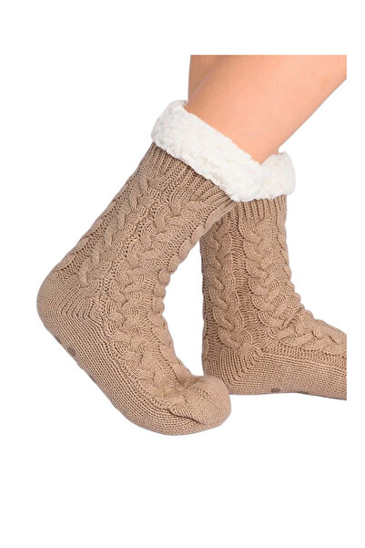 Fine Woman New warm home socks with fluffy insert and anti-slip sole