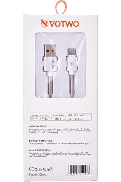 VOTWO CB-02 2.4A USB Type-C Spring Charging Cable