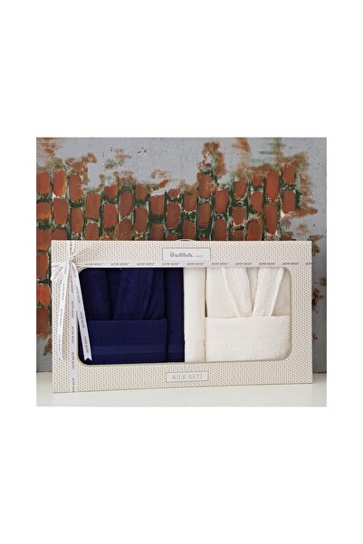 Özdilek Οικογενειακό Σετ μπουρνούζι Navy Blue Cream Branch