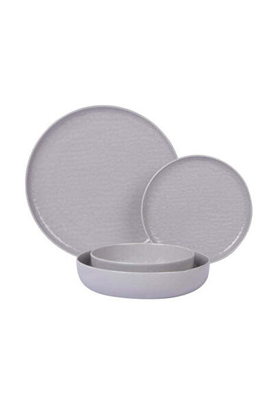 Asi Home Tableware Set 24 Pieces Gray Stripes Porcelain