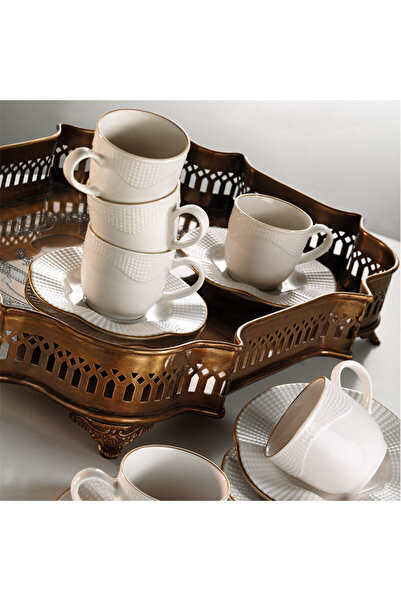 Asi Home Coffee Cup Set 12 Pieces, Cream Gold, MLN 12 KT 14 R