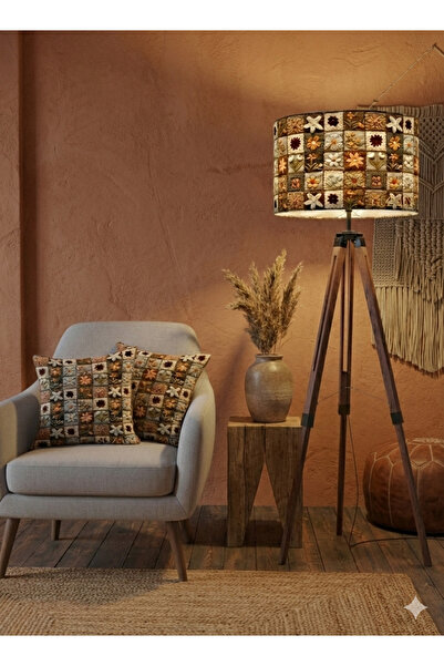 Otay Ev Dekorasyon El Yapımı Patchwork Desenli Kumaş Tripod Ayaklı Lambader ( Sadece Başlık )