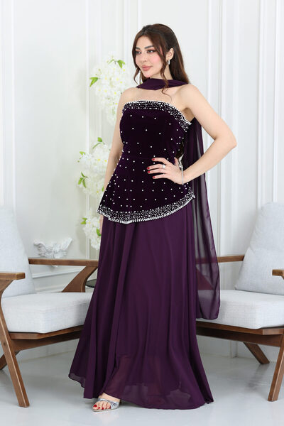 modern designer فستان سهرة مخمل انيق