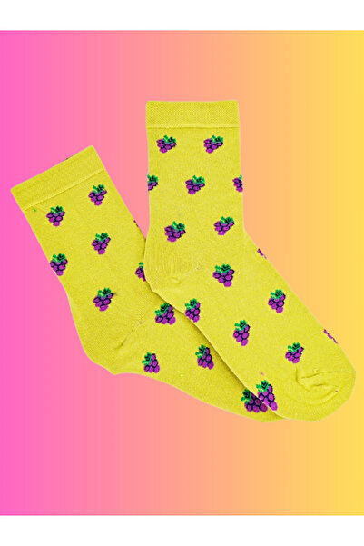 Shuttle Park Special Series Happy Colorful Grape Patterned Grape Socks Fun Comfortable Stylish Design Style Socks