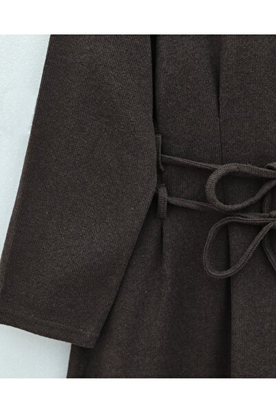 Modamorfo Buy Draped Pairs of Lace-Up Thessaloniki Long Dress - Brown