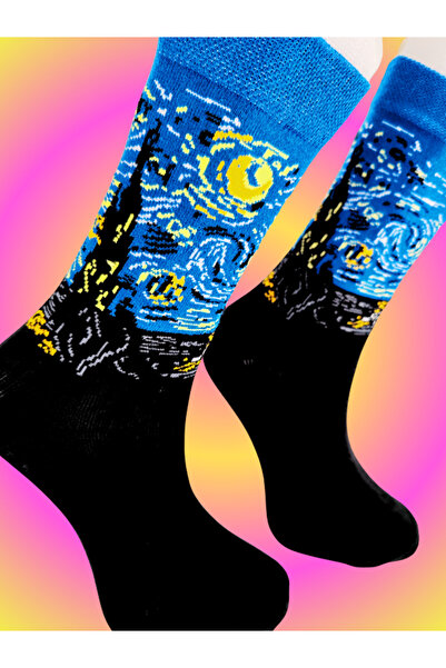 Shuttle Park Special Series Happy Colorful Van Gogh Starry Nights Patterned Socks Fun Comfortable Design Socks