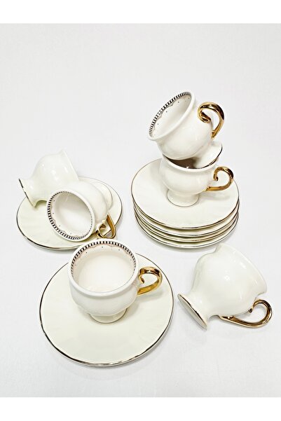 Casalina 12-piece espresso set, ceramic with gold accents