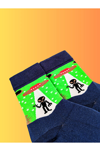 Shuttle Park Special Series Happy Colorful Alien Patterned Ufo Socks Fun Comfortable Stylish Design Style Socks