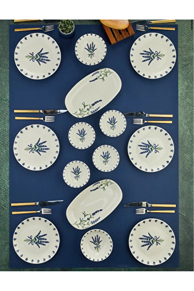 coker Ev dizaynım 14 Parça Porselen Kahvaltı Takımı – Şık Desenli Kayık, Past...