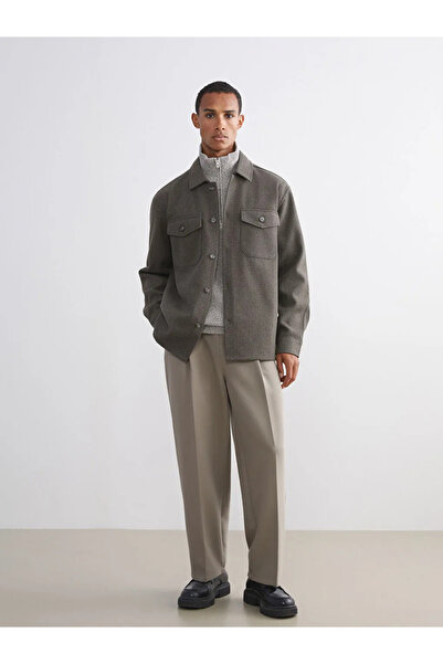 LC Waikiki Lcw Vision Green Regular Fit Long Sleeve Stamp Men's Shirt Jacket