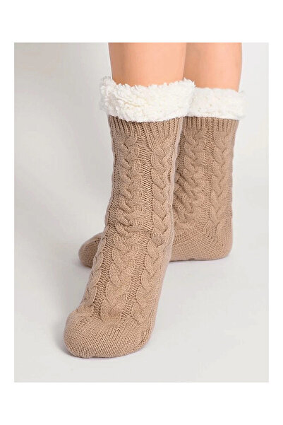 Fine Woman New warm home socks with fluffy insert and anti-slip sole