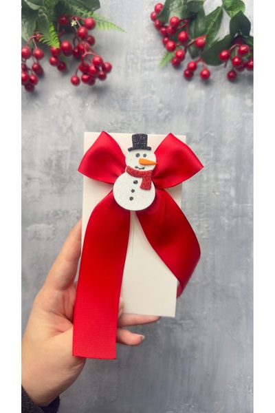 Toka Perisi Handmade Christmas Red Ribbon Bow Snowflake Clip-On Buckle (6cm with Metal Clip)