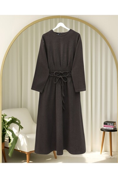 Modamorfo Buy Draped Pairs of Lace-Up Thessaloniki Long Dress - Brown