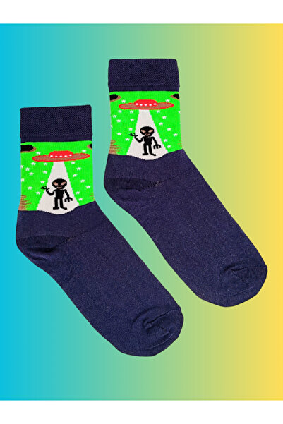 Shuttle Park Special Series Happy Colorful Alien Patterned Ufo Socks Fun Comfortable Stylish Design Style Socks