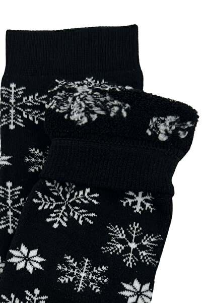 Sofist İstanbul Christmas Themed Cotton Towel Socks Set of 2 Soft Christmas Patterned Socks Set in a Special Gift Bag