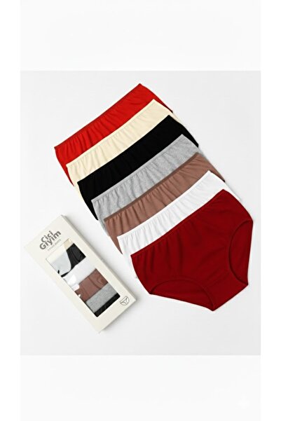 CİCİ GİYİM 7-Pack of Bato Plain Panties, Large and Regular Size Cotton Panties