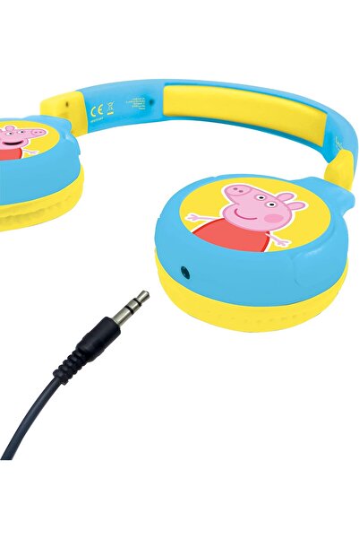 LEXIBOOK Peppa Pig 2-in-1 Bluetooth Headphones, Kids Safe, Foldable, Yellow/Blue