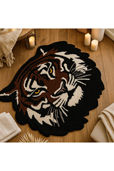 Yerel Üretici Kaplan Figürlü Dekoratif Halı – Fluffy Peluş Halı – Maison Belle