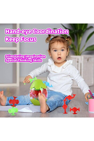 KASTWAVE 16-Piece Suction Bath Toys Set for Toddlers with Dinosaur Egg Storage