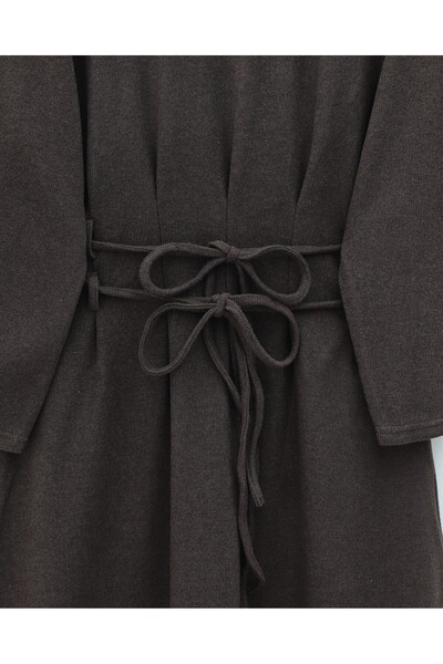 Modamorfo Buy Draped Pairs of Lace-Up Thessaloniki Long Dress - Brown