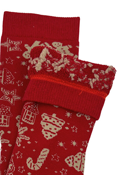 Sofist İstanbul Christmas Themed Cotton Towel Socks Set of 2 Soft Christmas Patterned Socks Set in a Special Gift Bag