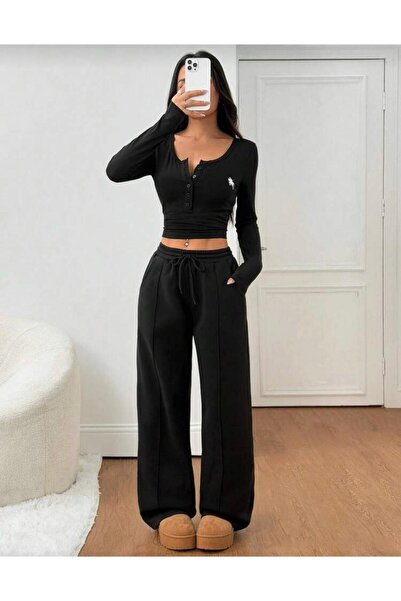 LACKH Sweatpants with Wide Legs, Comfortable Wear, Cimali Sha Fleece-Lined Işlik