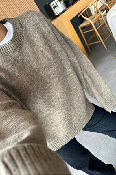 Elfin Crew Neck Oversize Knitwear Women's Sweater
