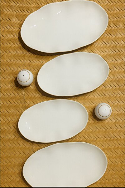 Güral Porselen Nesrin Matte Gold 6 Piece Kayak Presentation Set Matte Gold