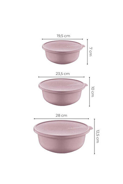 Asi Home Set of 3 Bowls, Pink, 100% Plastic, BPA Free -