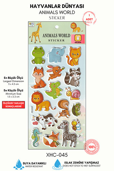 Mielibon Animals World Çocuk Sticker Seti – Renkli Hayvan Figürlü Çıkartmalar