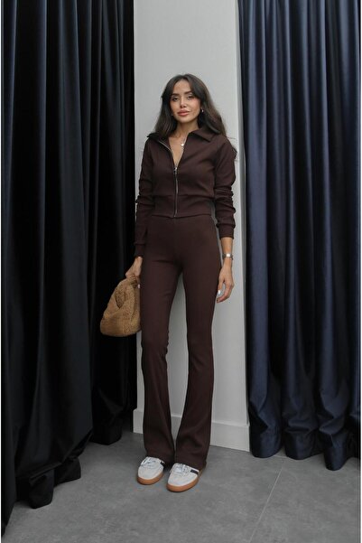 Havoş Brown Peyton Zippered Jacket Set