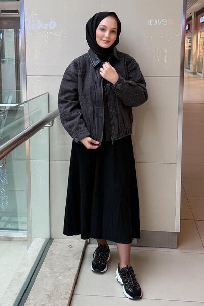 Ghisa Buy Elastic Waist Self-Patterned Knit Skirt