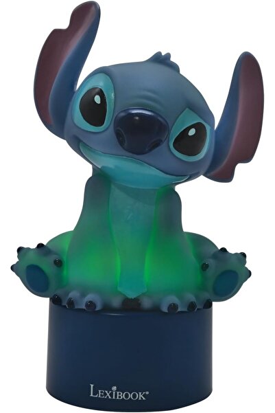 LEXIBOOK Disney Stitch Nightlight with Speaker, Colour Change, Soft Light, Battery Operated (Blue)