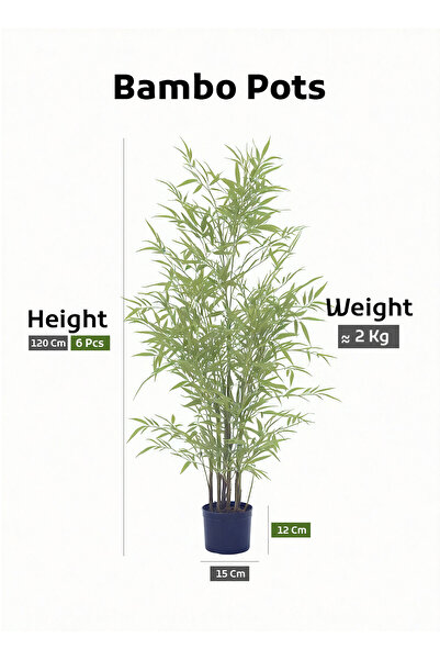 Generic أشجار اصطناعية بطول 120 سم، نبات خيزران صناعي في وعاء أسود، نبات خيزران صناعي في وعاء