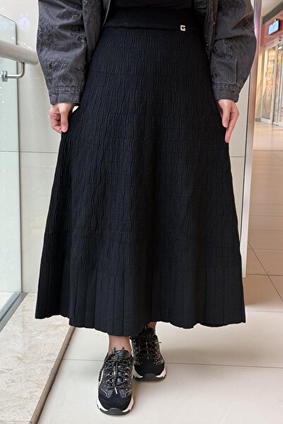 Ghisa Buy Elastic Waist Self-Patterned Knit Skirt