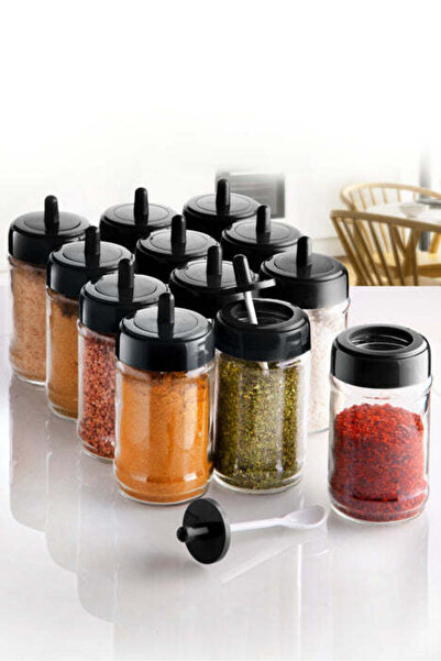 Asi Home Spice Bottles Set 12 Pieces, Black -