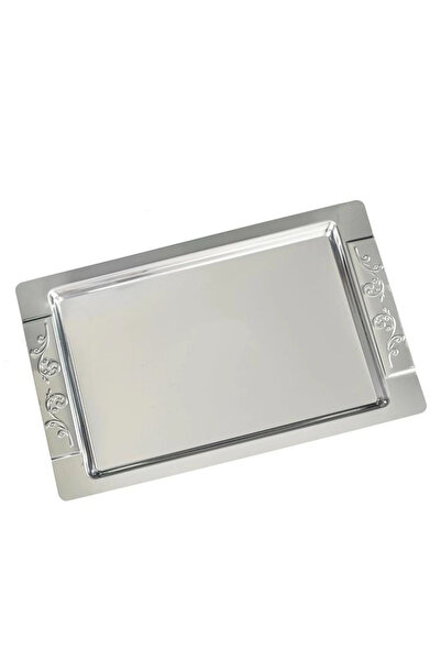 Ahinur Mutfak Steel Tea Tray Stainless Shiny Metal Tea Serving Tray