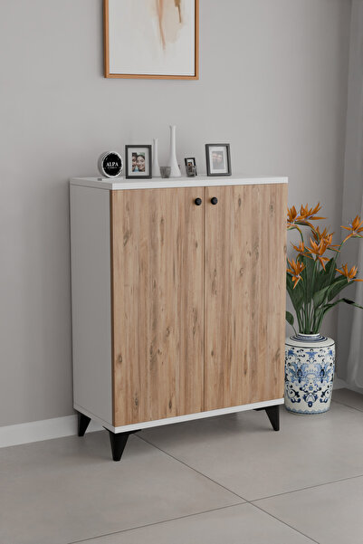 alpaevmobilya Modern Çift Kapaklı Ayarlanabilir Çok Raflı Ayakkabılık Ayaklı ...