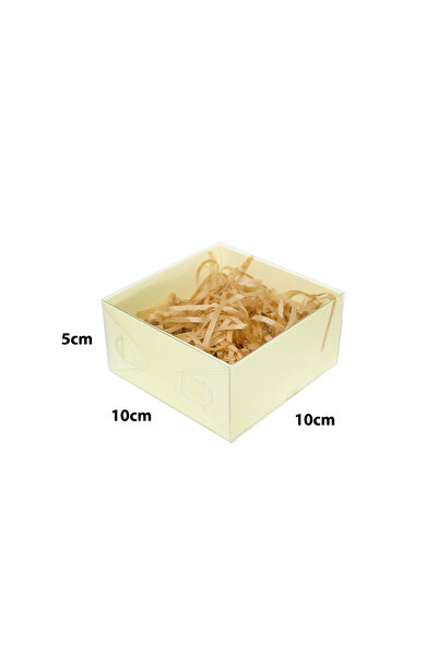 Generic 12 pieces of paper boxes with transparent lids, off-white color, dime...