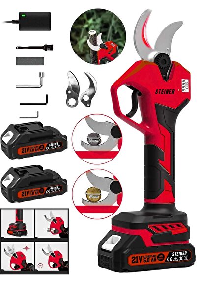 STEİNER K-40 Mm Dijital Kömürsüz Akülü Bağ Dal Ağaç Kesme Makinesi Biçme Budama Makası Şarjlı Makas