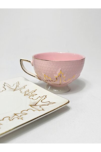 Casalina Ceramic cup and saucer set with floral-gold design