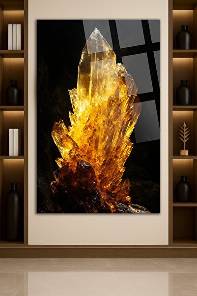 TAULART Gold Crystal Rock Form Glass Painting – Luxurious Modern Decorative D...