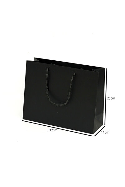 Generic 12 pieces of black paper shopping bags, dimensions 32×11×25 cm