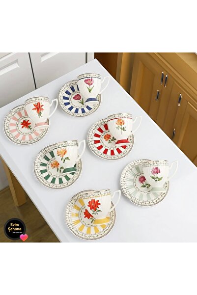 Kosova Çırağan Home Ayaklı 6 Renk Fincan Takımı