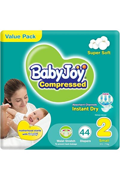 BabyJoy Diamond Core Compressed Diapers, Size 2 (Small), 3.5-7 kg, Value Pack of 44