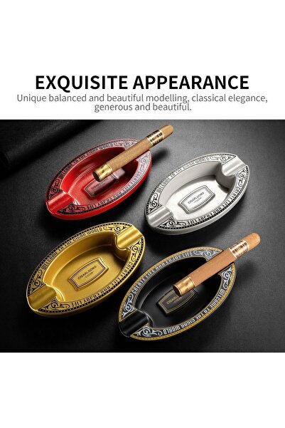 CIGARLOONG Cigar Ashtray Holds 2 Cigars Resin Desktop Cigar Holder - Black