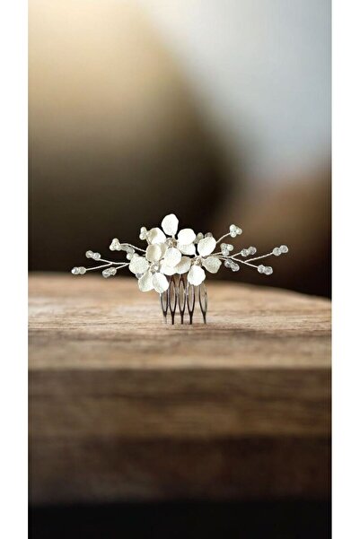 Runkli Adams Bridal Hairpin Floral Scalloped White Bridal Hairpin