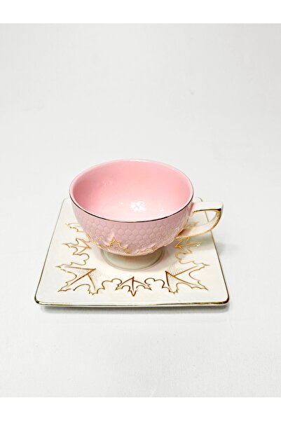 Casalina Ceramic cup and saucer set with floral-gold design