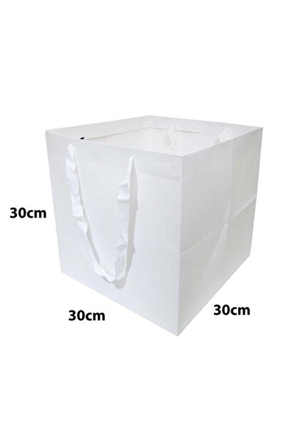 Generic 12 قطعة من أكياس ورقية لون أبيض الأبعاد 30×30×30 سم