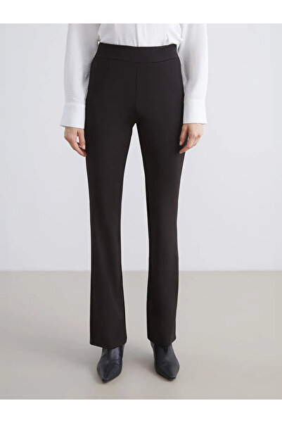 LC Waikiki LCW ECO Siyah Beli Lastikli Ispanyol Paça Kadın Tayt Pantolon